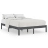 Cadre de lit sans matelas gris bois massif 