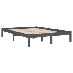 Cadre de lit sans matelas gris bois massif 