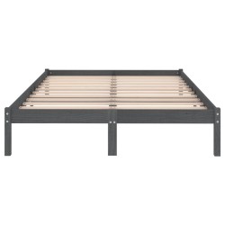 Cadre de lit sans matelas gris bois massif 