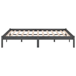 Cadre de lit sans matelas gris bois massif 