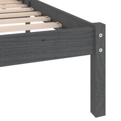 Cadre de lit sans matelas gris bois massif 