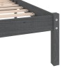 Cadre de lit sans matelas gris bois massif 