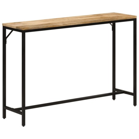Table console 110x30x75 cm bois de manguier massif brut et fer 