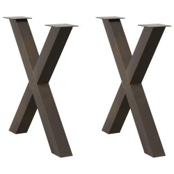 Pieds de table à manger en forme de X, 2 pièces, acier naturel, 80 x (72-73) cm 