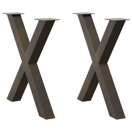 Pieds de table à manger en forme de X, 2 pièces, acier naturel, 80 x (72-73) cm 