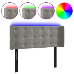 Tête de lit à LED gris clair 103x16x78/88 cm velours 