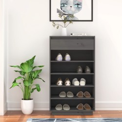 Armoire à chaussures Gris 60x34x105 cm Bois de pin massif 