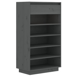 Armoire à chaussures Gris 60x34x105 cm Bois de pin massif 