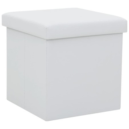 Tabouret de rangement pliable Blanc Similicuir 