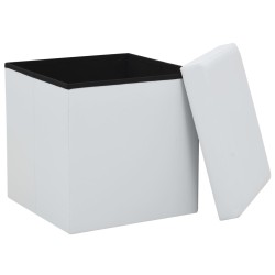 Tabouret de rangement pliable Blanc Similicuir 