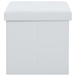 Tabouret de rangement pliable Blanc Similicuir 
