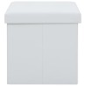 Tabouret de rangement pliable Blanc Similicuir 