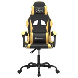 Chaise de jeu pivotante Noir et doré Similicuir 