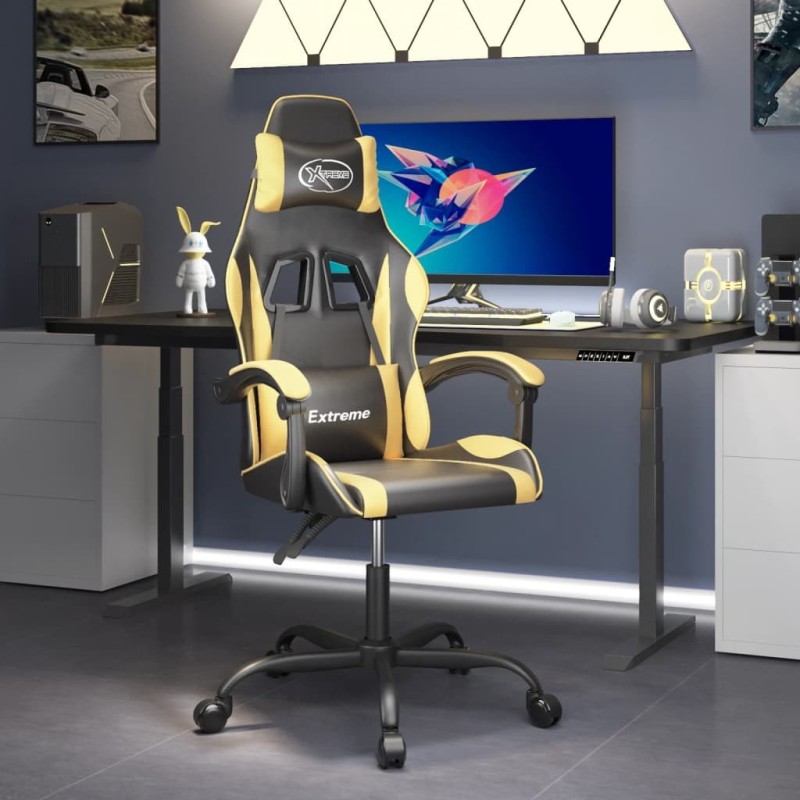 Chaise de jeu Noir et doré Similicuir 