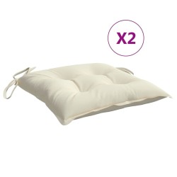Coussins de chaise lot de 2 blanc crème 40x40x7 cm tissu oxford 