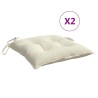 Coussins de chaise lot de 2 blanc crème 40x40x7 cm tissu oxford 