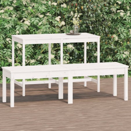 Banc de jardin à 2 places blanc 159,5x44x45 cm bois massif pin 