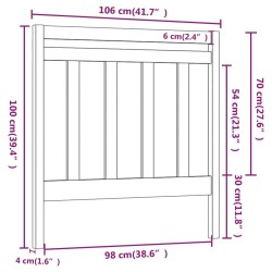 Tête de lit Gris 106x4x100 cm Bois massif de pin 