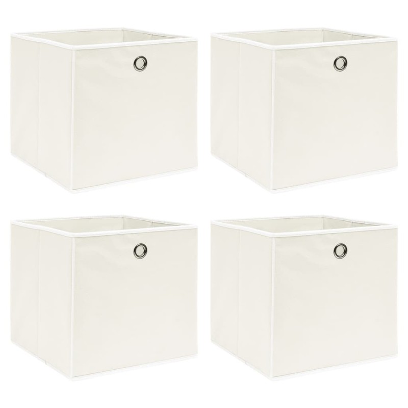 Boîtes de rangement 4 pcs Blanc 32x32x32 cm Tissu Boîtes de rangement 4 pcs Blanc 32x32x32 cm Tissu