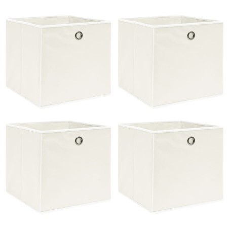Boîtes de rangement 4 pcs Blanc 32x32x32 cm Tissu 