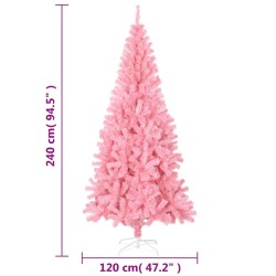 Sapin de Noël artificiel avec support rose 240 cm PVC 