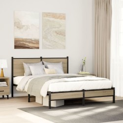 Cadre de lit en métal sans matelas chêne sonoma 150x200 cm 