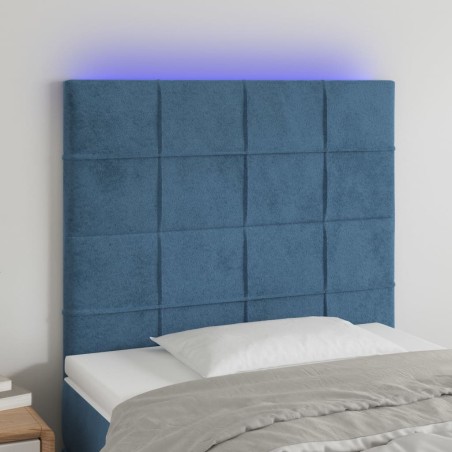 Tête de lit à LED Bleu foncé 100x5x118/128 cm Velours 