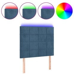 Tête de lit à LED Bleu foncé 100x5x118/128 cm Velours 
