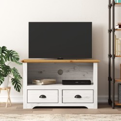 Meuble TV avec 2 tiroirs BODO marron bois de pin massif 
