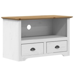 Meuble TV avec 2 tiroirs BODO marron bois de pin massif 