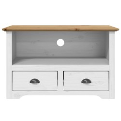 Meuble TV avec 2 tiroirs BODO marron bois de pin massif 