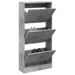 Armoire à chaussures gris béton 60x21x125,5cm bois d'ingénierie 