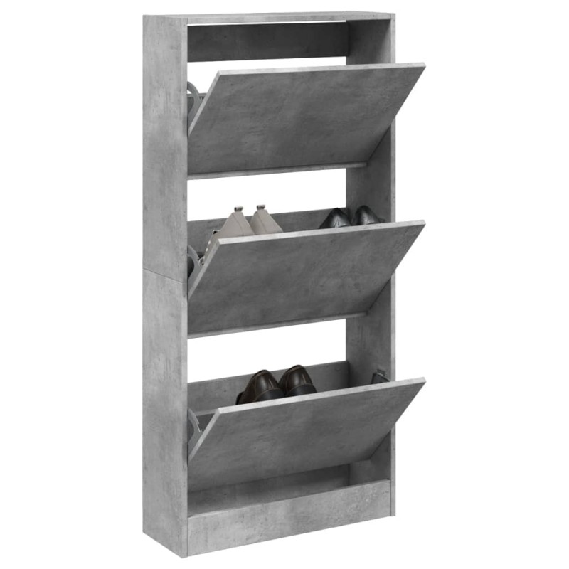 Armoire à chaussures gris béton 60x21x125,5cm bois d'ingénierie Armoire à chaussures gris béton 60x21x125,5cm bois d'ingénierie