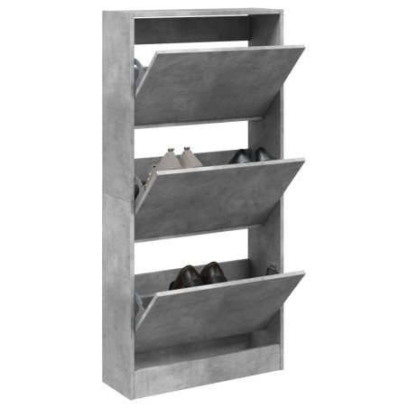 Armoire à chaussures gris béton 60x21x125,5cm bois d'ingénierie 