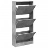 Armoire à chaussures gris béton 60x21x125,5cm bois d'ingénierie 