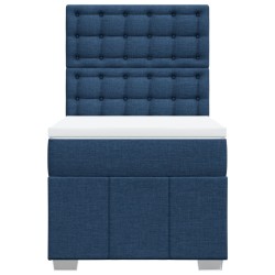 Sommier à lattes de lit avec matelas Bleu 90x190 cm Tissu 