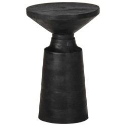 Table d'appoint noir Ø33x50 cm bois de manguier massif 