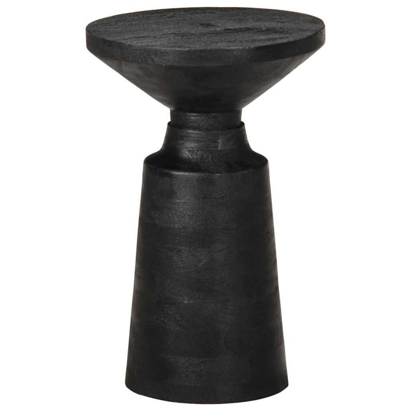 Table d'appoint noir Ø33x50 cm bois de manguier massif 