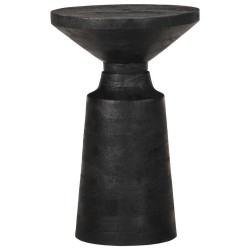 Table d'appoint noir Ø33x50 cm bois de manguier massif 
