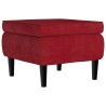 Tabouret avec pieds en bois Rouge bordeaux Velours 