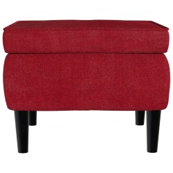 Tabouret avec pieds en bois Rouge bordeaux Velours 
