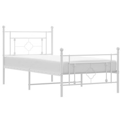 Cadre de lit métal sans matelas et pied de lit blanc 100x200 cm 