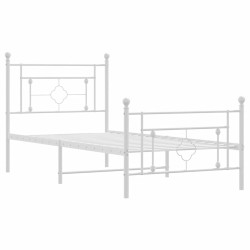 Cadre de lit métal sans matelas et pied de lit blanc 100x200 cm 