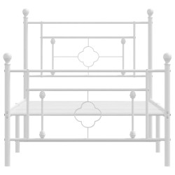 Cadre de lit métal sans matelas et pied de lit blanc 100x200 cm 
