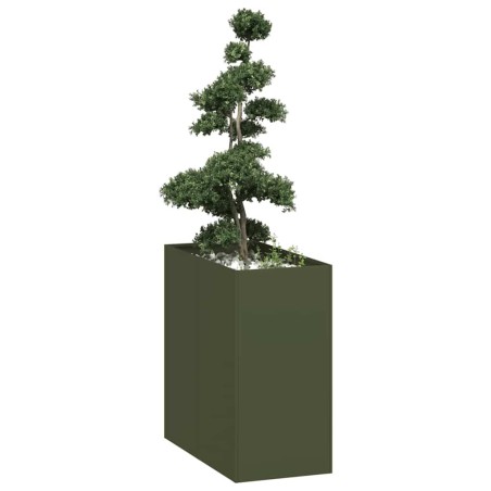 Jardinière vert olive 40x80x80 cm acier 