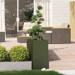 Jardinière vert olive 40x80x80 cm acier 