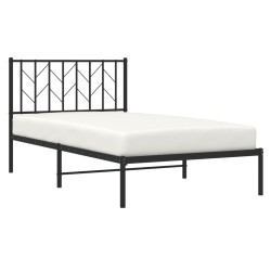 Cadre de lit métal sans matelas avec tête de lit noir 100x190cm 