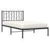 Cadre de lit métal sans matelas avec tête de lit noir 100x190cm 