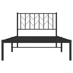 Cadre de lit métal sans matelas avec tête de lit noir 100x190cm 