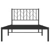 Cadre de lit métal sans matelas avec tête de lit noir 100x190cm 